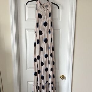 ASOS Beige and Navy Polka Dot Maxi Dress